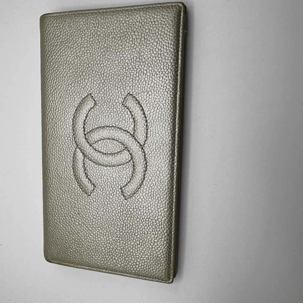 CHANEL METALLIC CC CAVIAR LONG WALLET